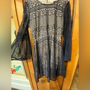 My Michelle navy blue and cream lace dress